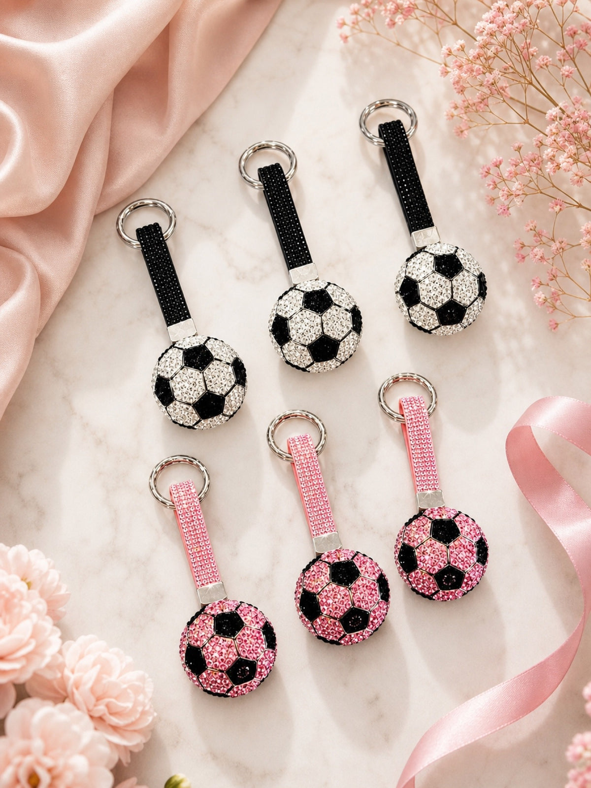 Schlüsselanhänger Fußball mit Strass