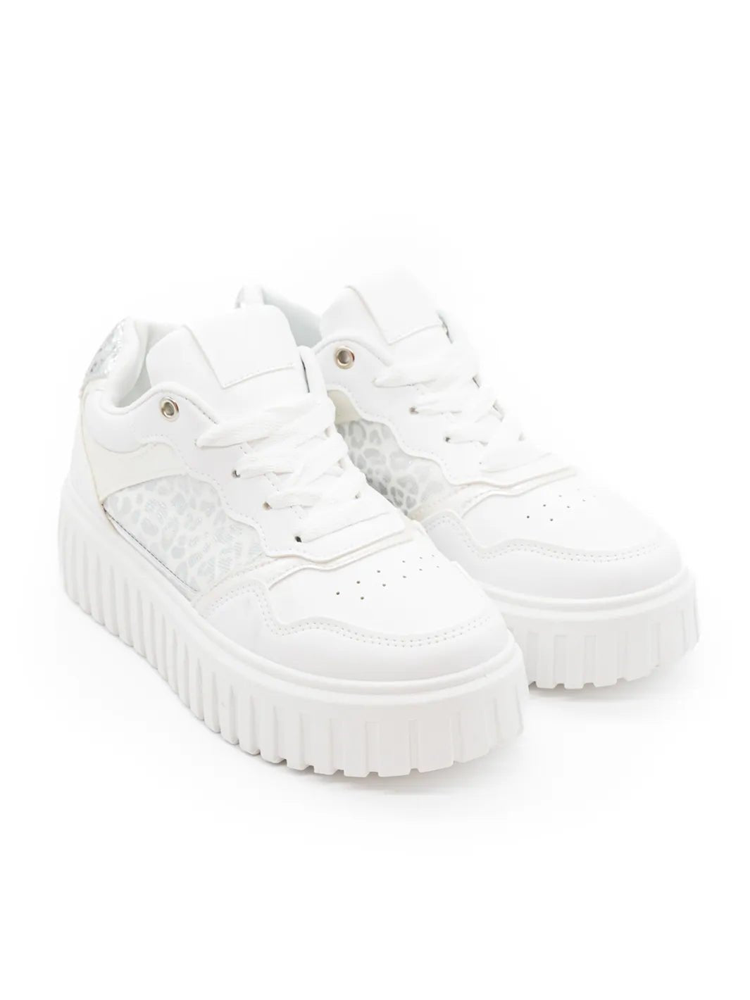 Weißer Sneaker mit Silberprint